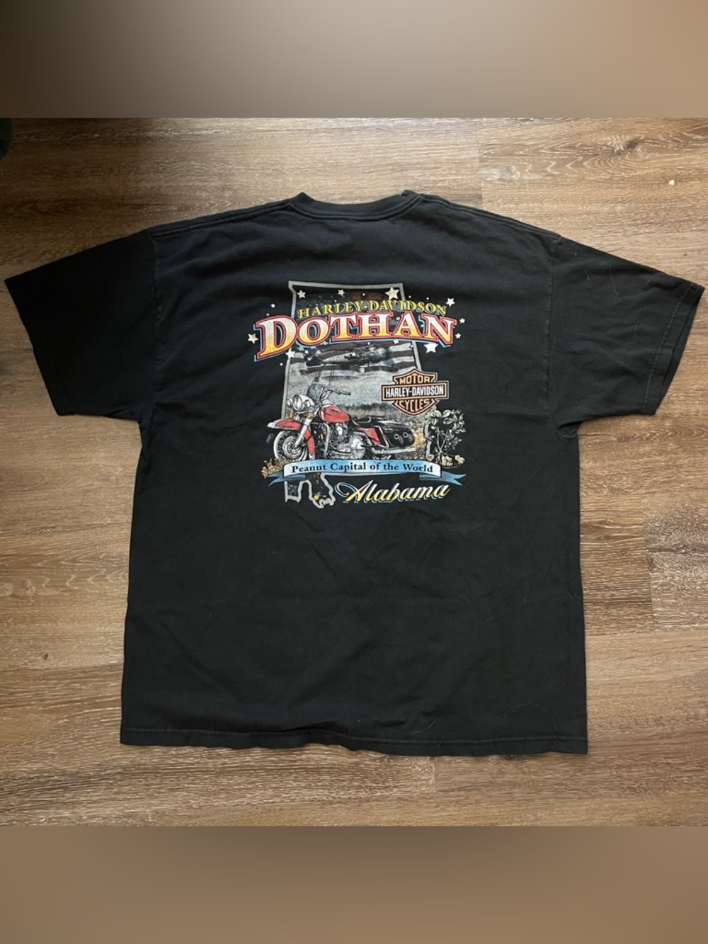 Harley Davidson T Shirt XL Dothan Alabama Motorcycle Graphic Black Tee